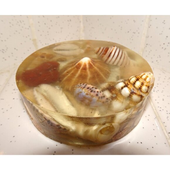 Vintage Handmade Seashell Resin Paperweight ocean theme beach office tikiroom - Picture 3 of 13